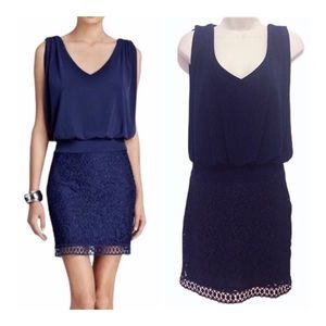 Laundry Navy Blouson Lace Skirt Dress